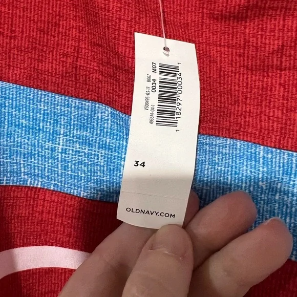 Men’s Old Navy swim board shorts 34 red blue white NWT NEW - Picture 3 of 5
